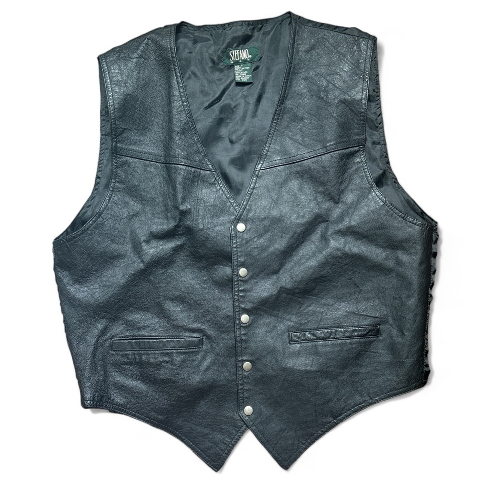Stefano Leather Vest Mens Large